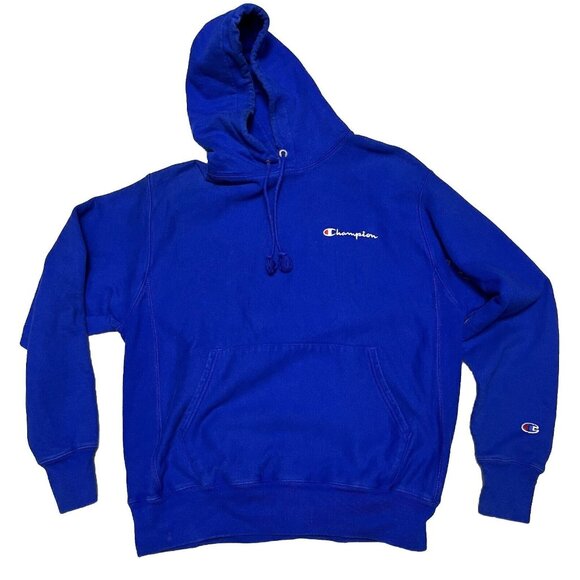 Champion Reverse Weave Blue Hoodie Sweatshirt Adult Size Medium - Picture 1 of 5